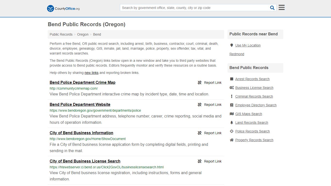 Public Records - Bend, OR (Business, Criminal, GIS ...